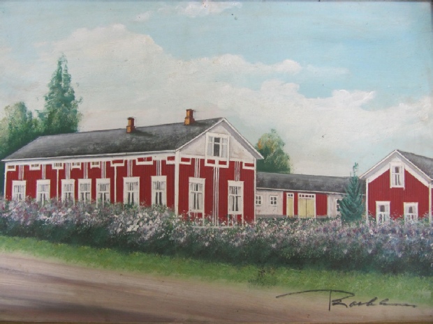 Målningen av Agnäs vackra gård är gjord av konstnären Rosblom, möjligtvis på 40-talet.