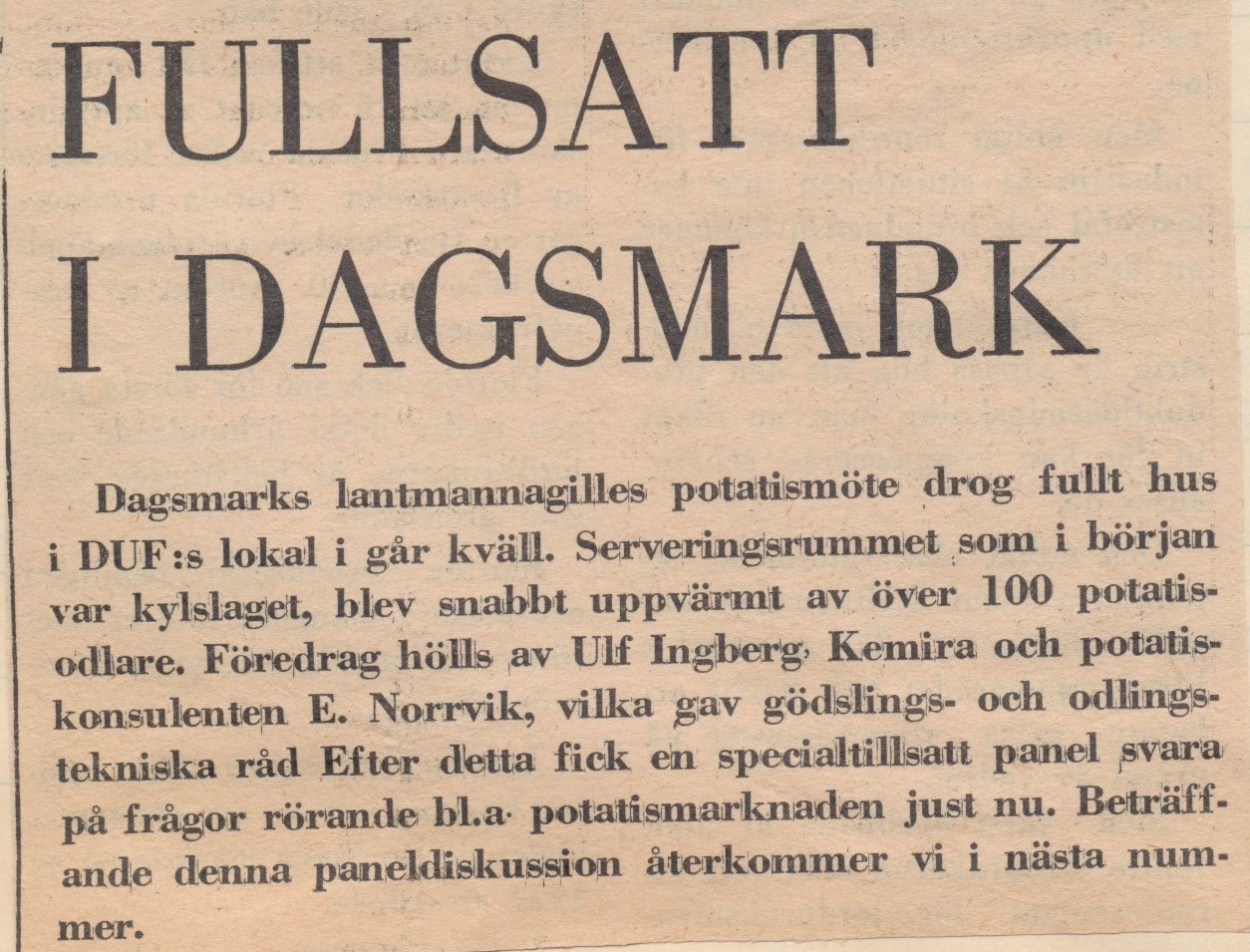 1976 skrev Syd-Österbotten att potatismötet drog fullt hus.