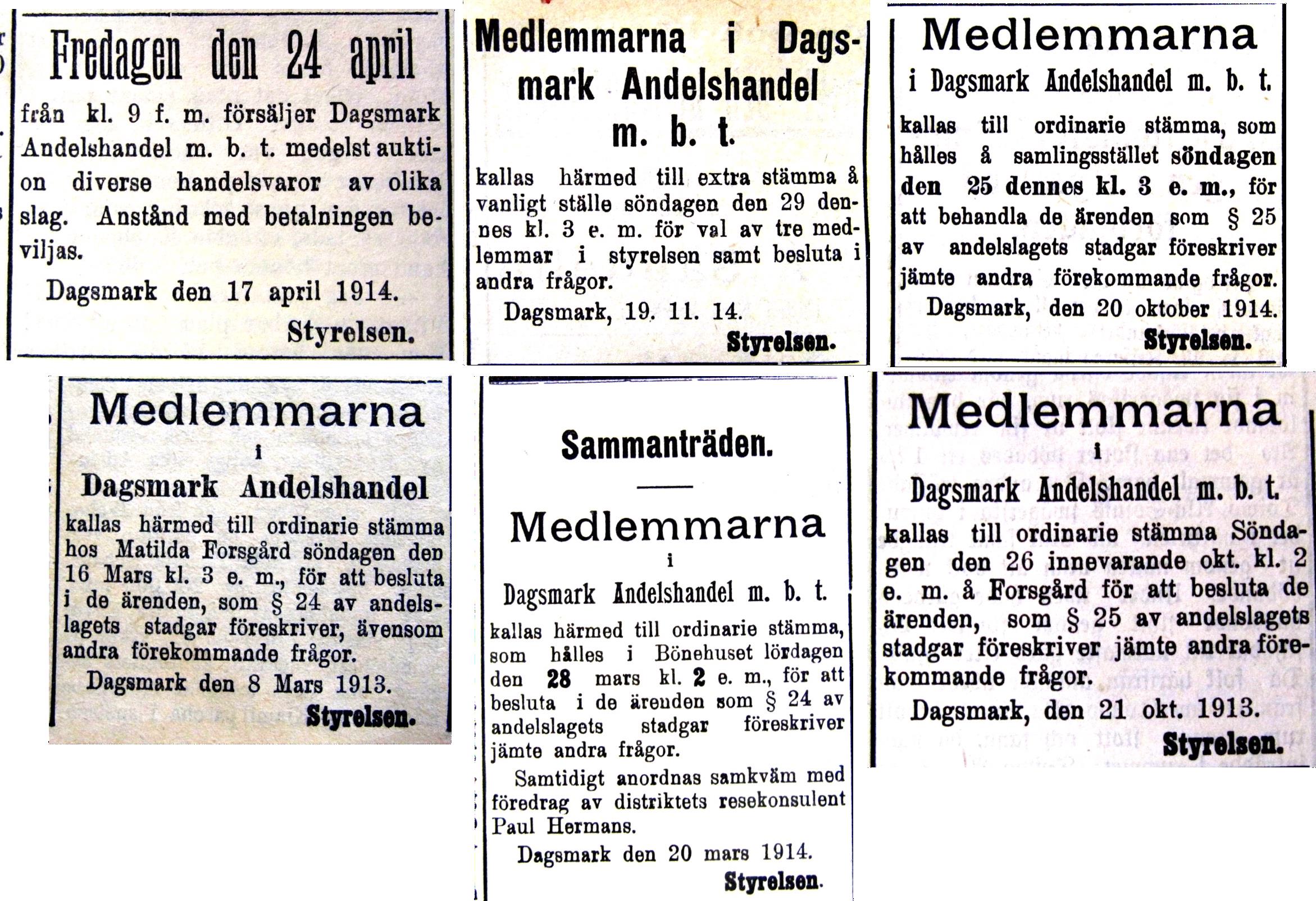 Varje år ordnades det möten antingen i någon medlems hem eller i butikslokalen. Flera möten ordnades hos Matilda Forsgård, alltså i det hus som sedan skulle byggas om till bönehus. 