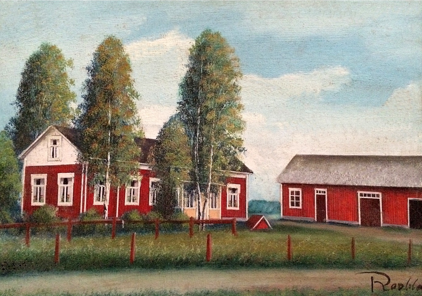 Enligt konstnären Rosblom såg Kårk-Emelas gamla gård ut så här.