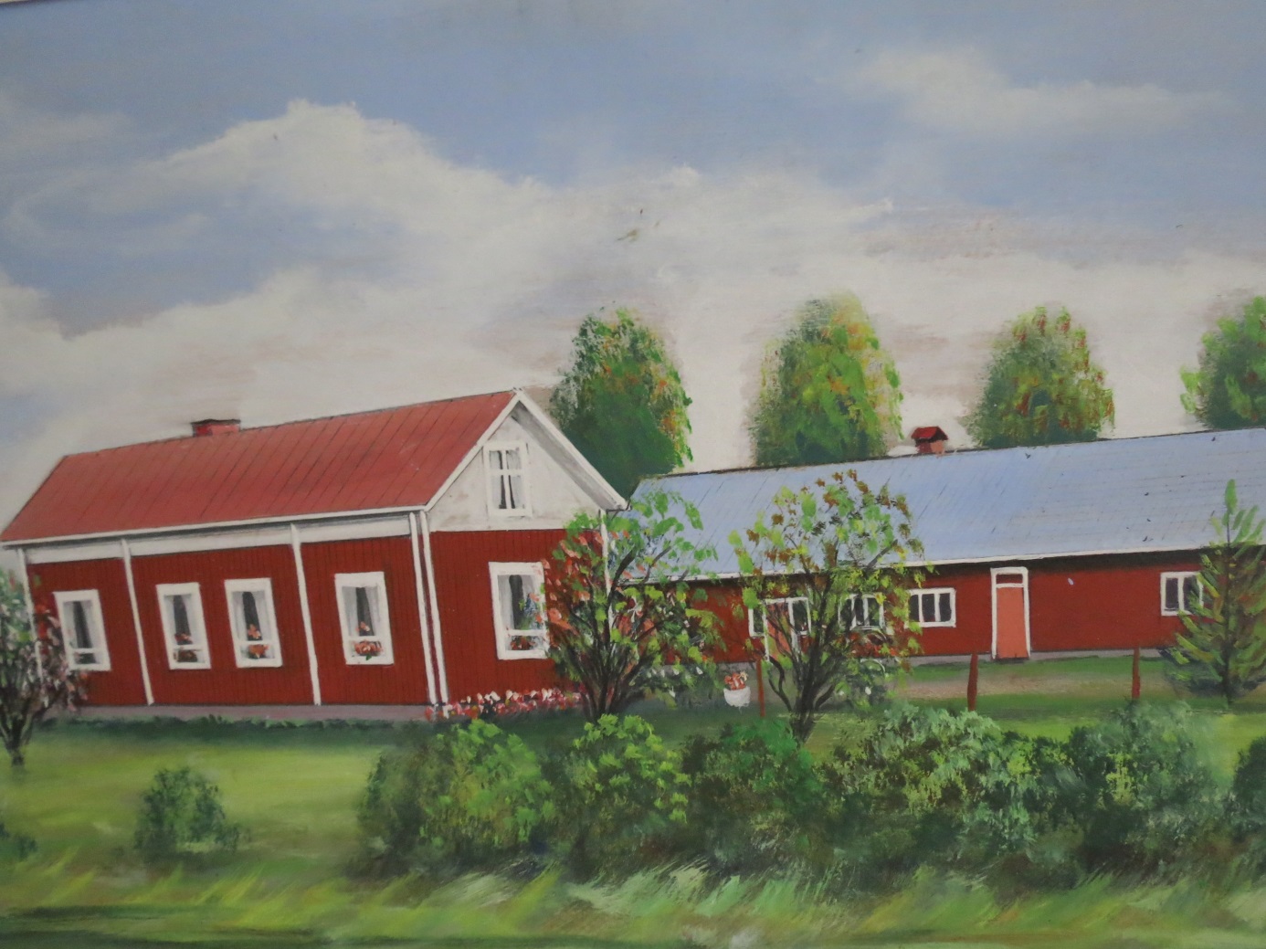 Rosbloms målning av Emil och Huldas gård.