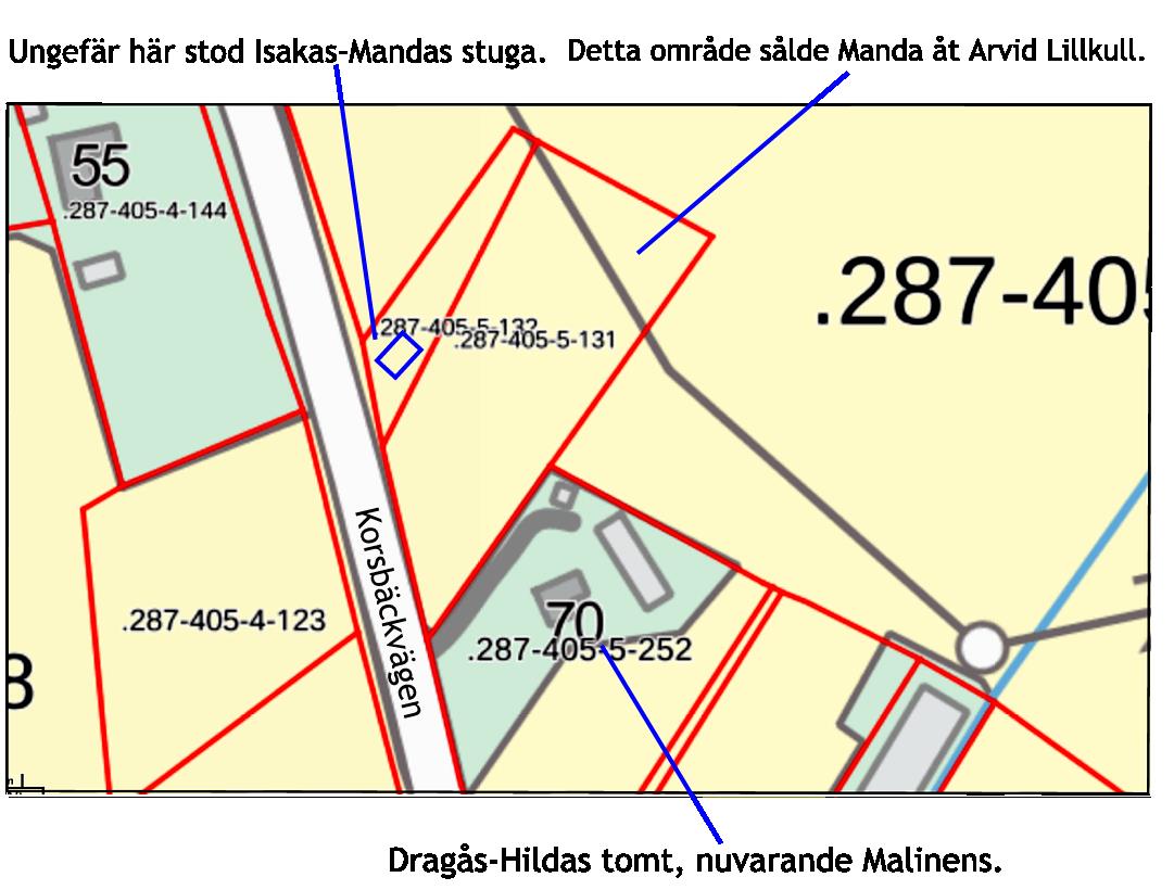 Området som Olga köpte av Lillträsk var ungefär ett halvt hektar stort. 