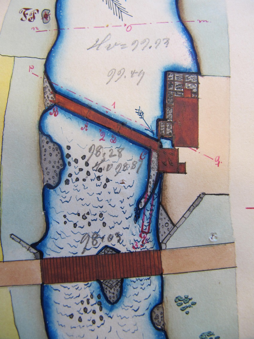På kartan över Verkforsen från 1897 så ser hur och var sågkvarnen var placerad.