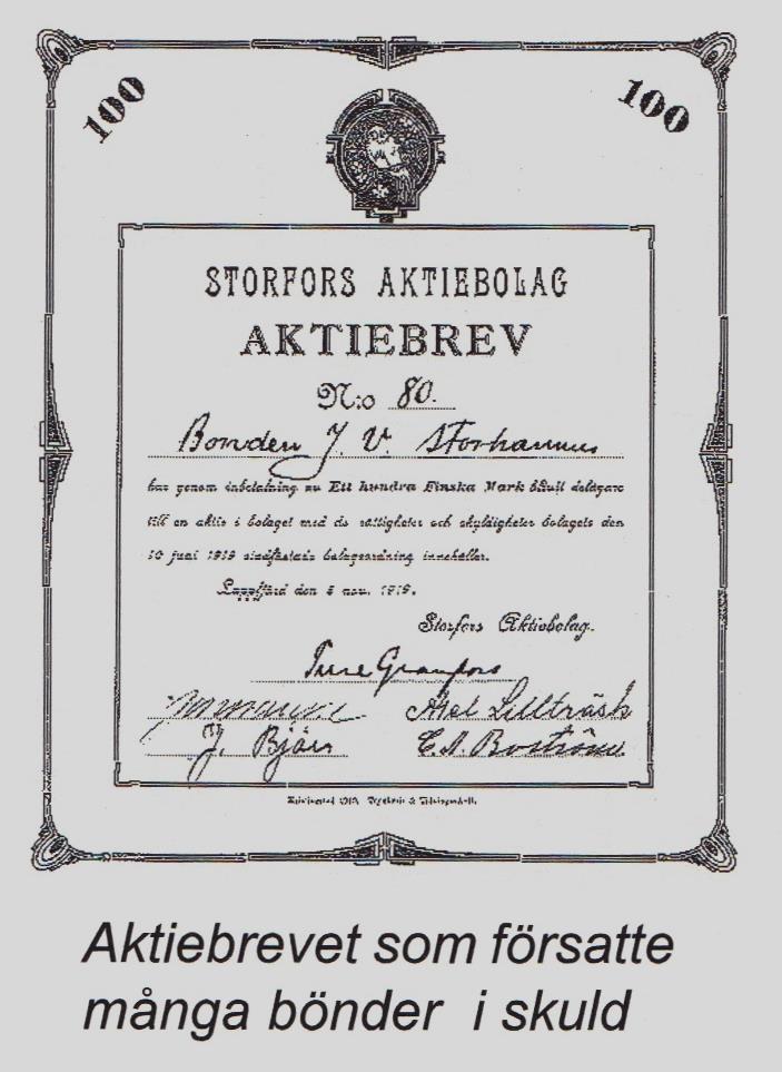Aktiebrevet ur Erik Storhannus bok som handlade om Viktor Storhannus. 