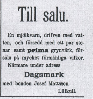 Så här annonserade Josef Lillkull i Kristinestads Tidning år 1897.