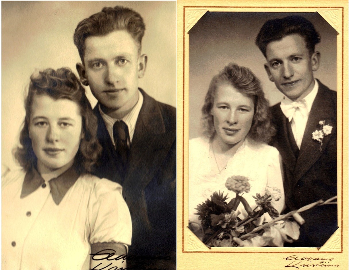 T.v. förlovningsfoto och t.h. Jenny och Ragnar i september 1946 när de gifte sig. 