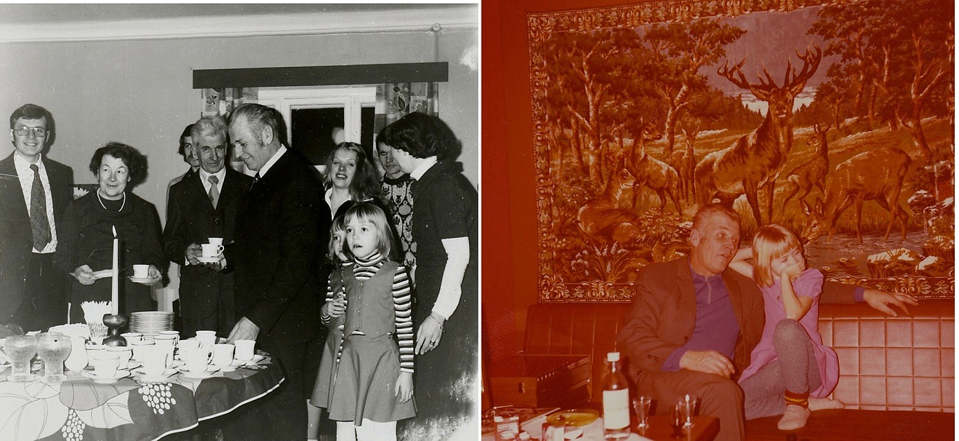 Här till vänster fyller Åke 50 år och hela släkten är med och firar. Till höger sjunger Åke för en av Per-Eriks tvillingflickor på Jennys 50-årskalas.