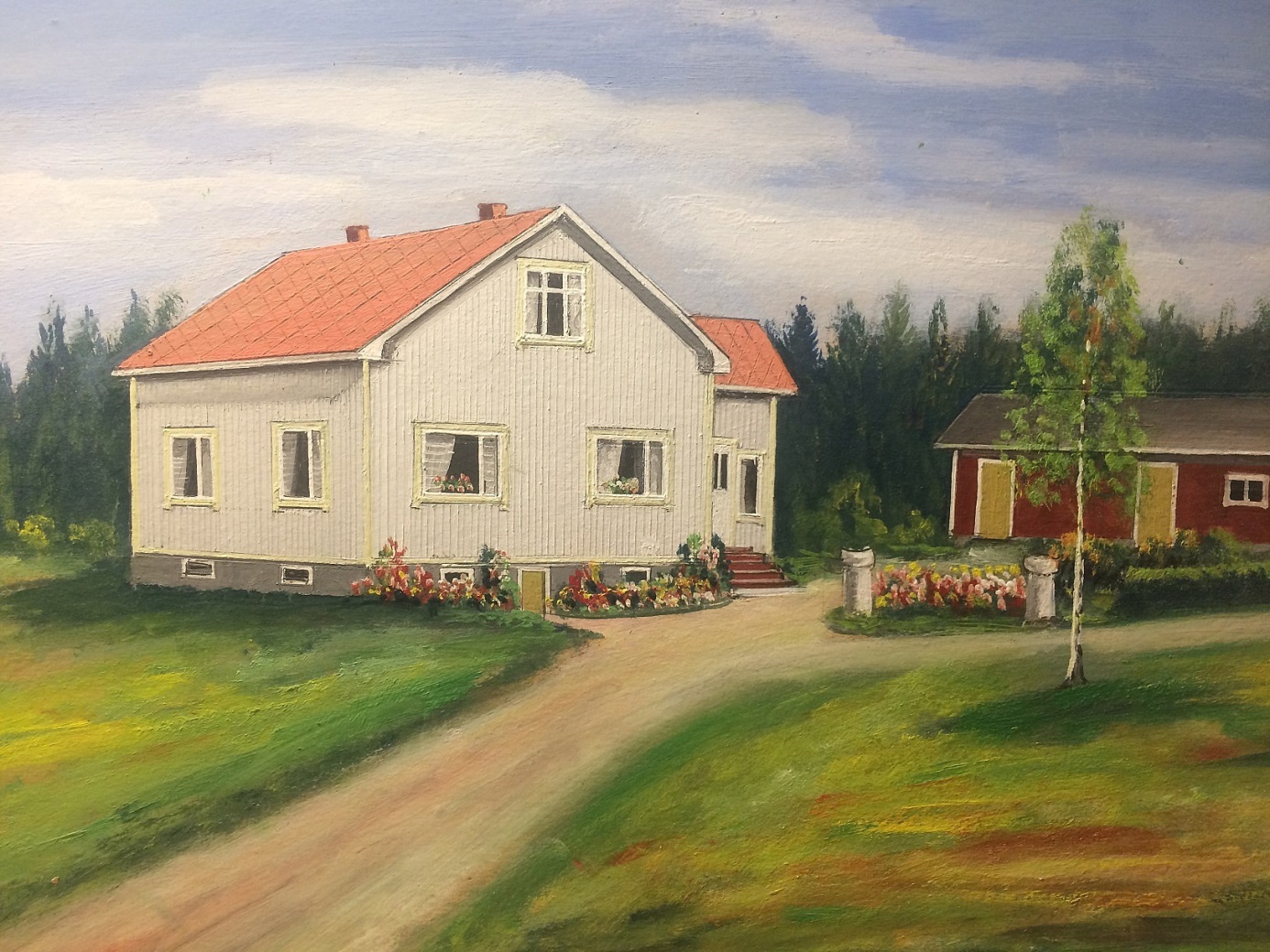 Rosbloms målning av Holmbergs gård.