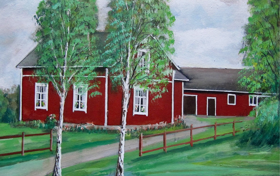 Santamäkis Knut och Hildas gård på Åbackan såg ut så här enligt konstnären Rosblom.