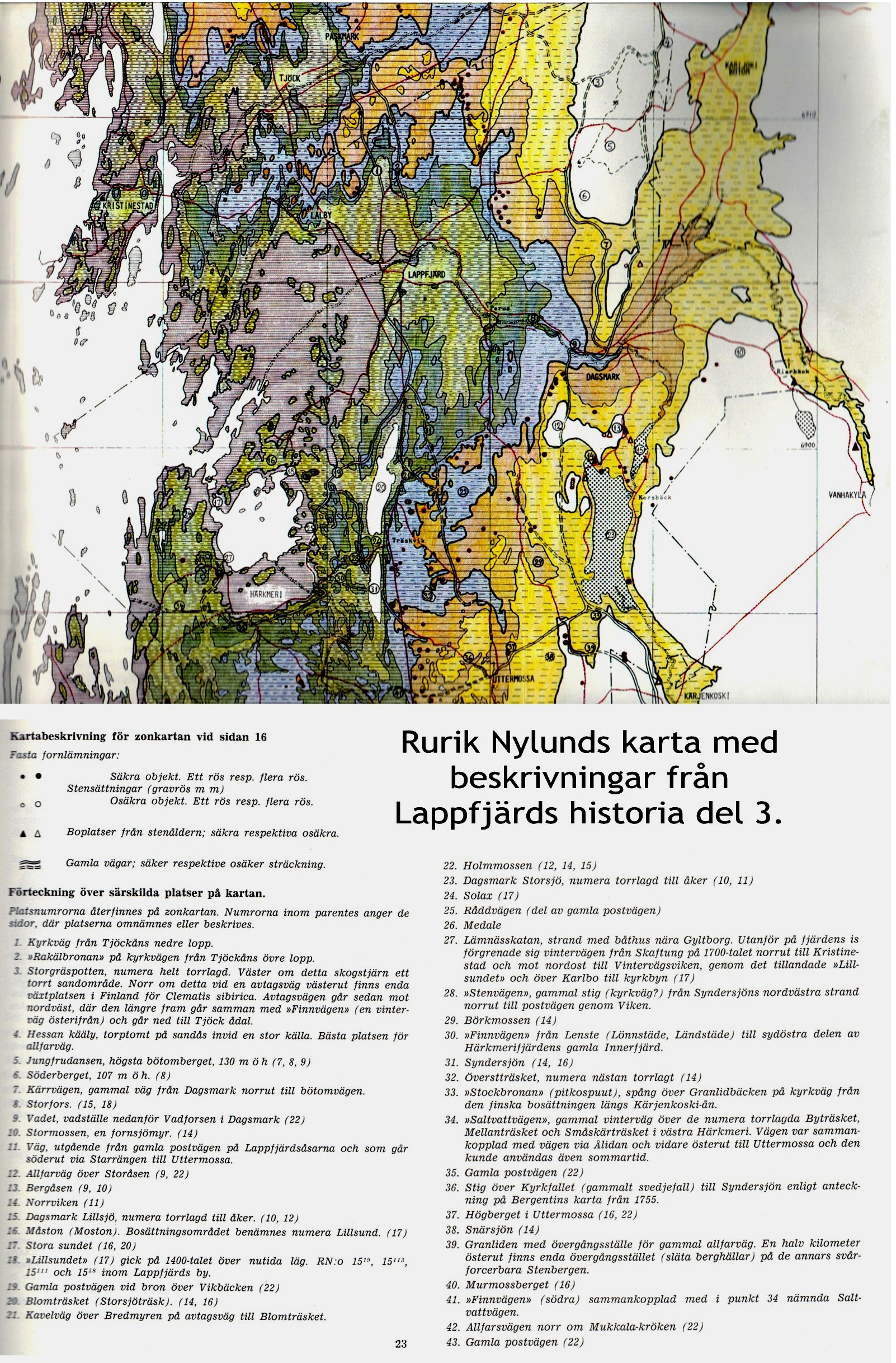 Rurik Nylunds karta över Dagsmark och grannbyarna.