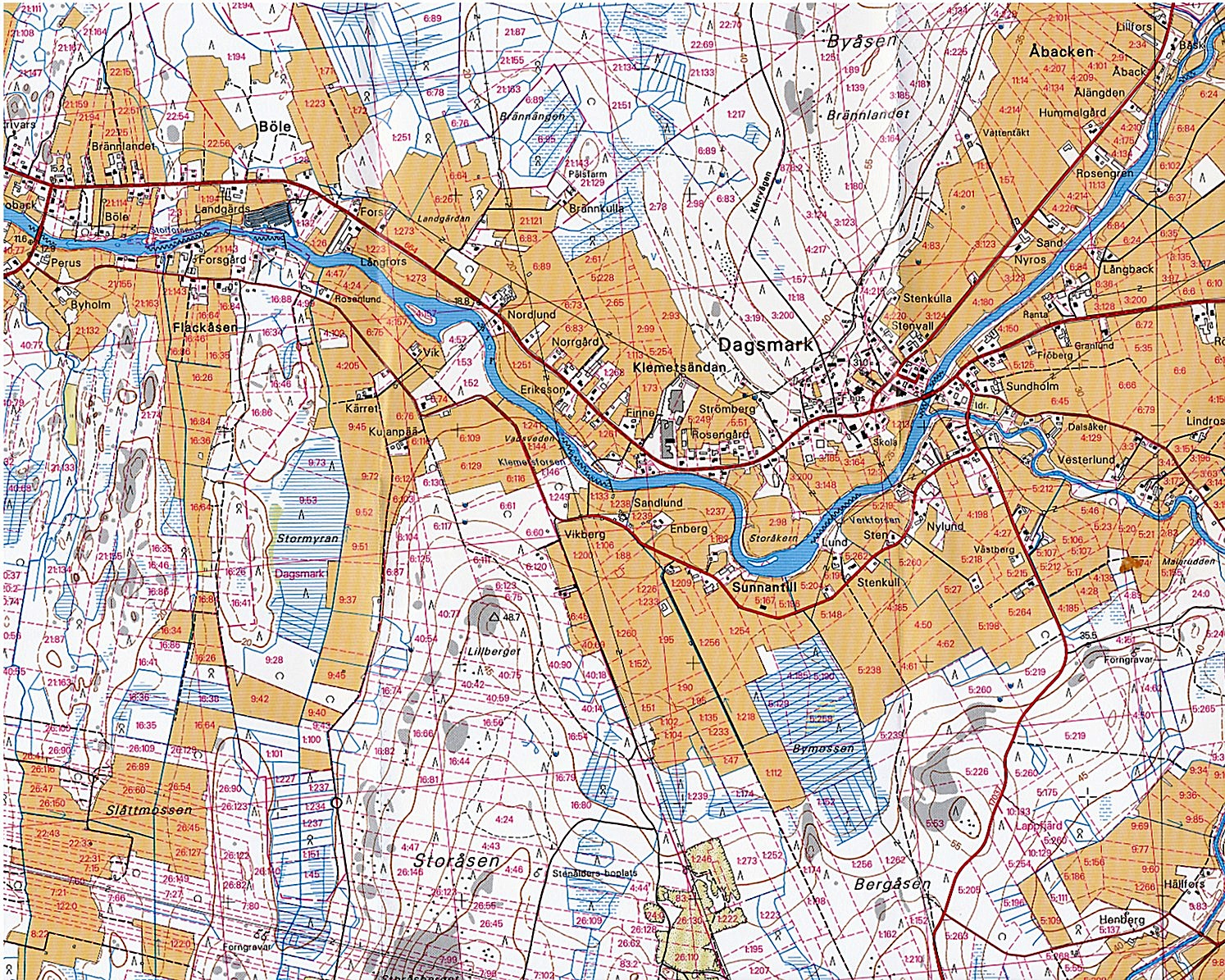 Grundkarta över Dagsmark från år 2002.