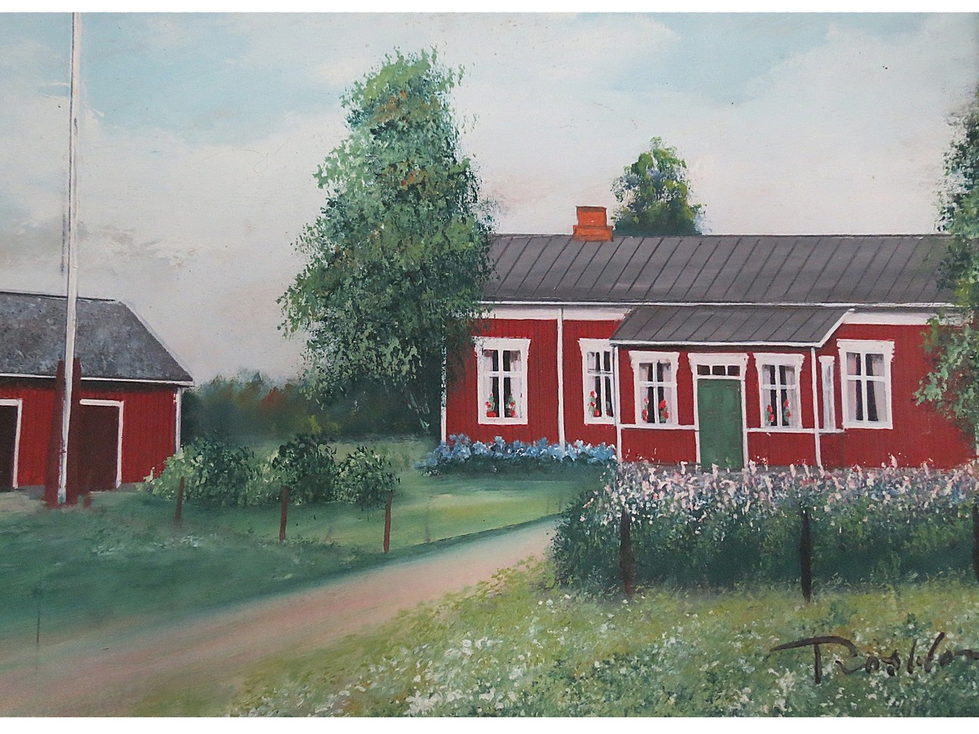 Enligt konstnären Rosblom såg Nyholms gård ut så här.