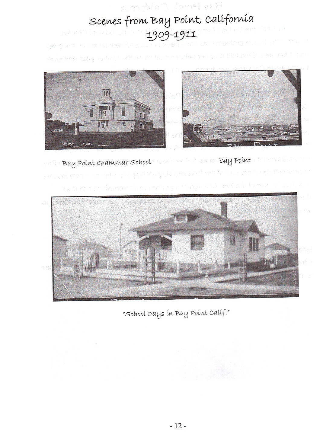 Sid 12, bilder från Bay Point 1909 -1911