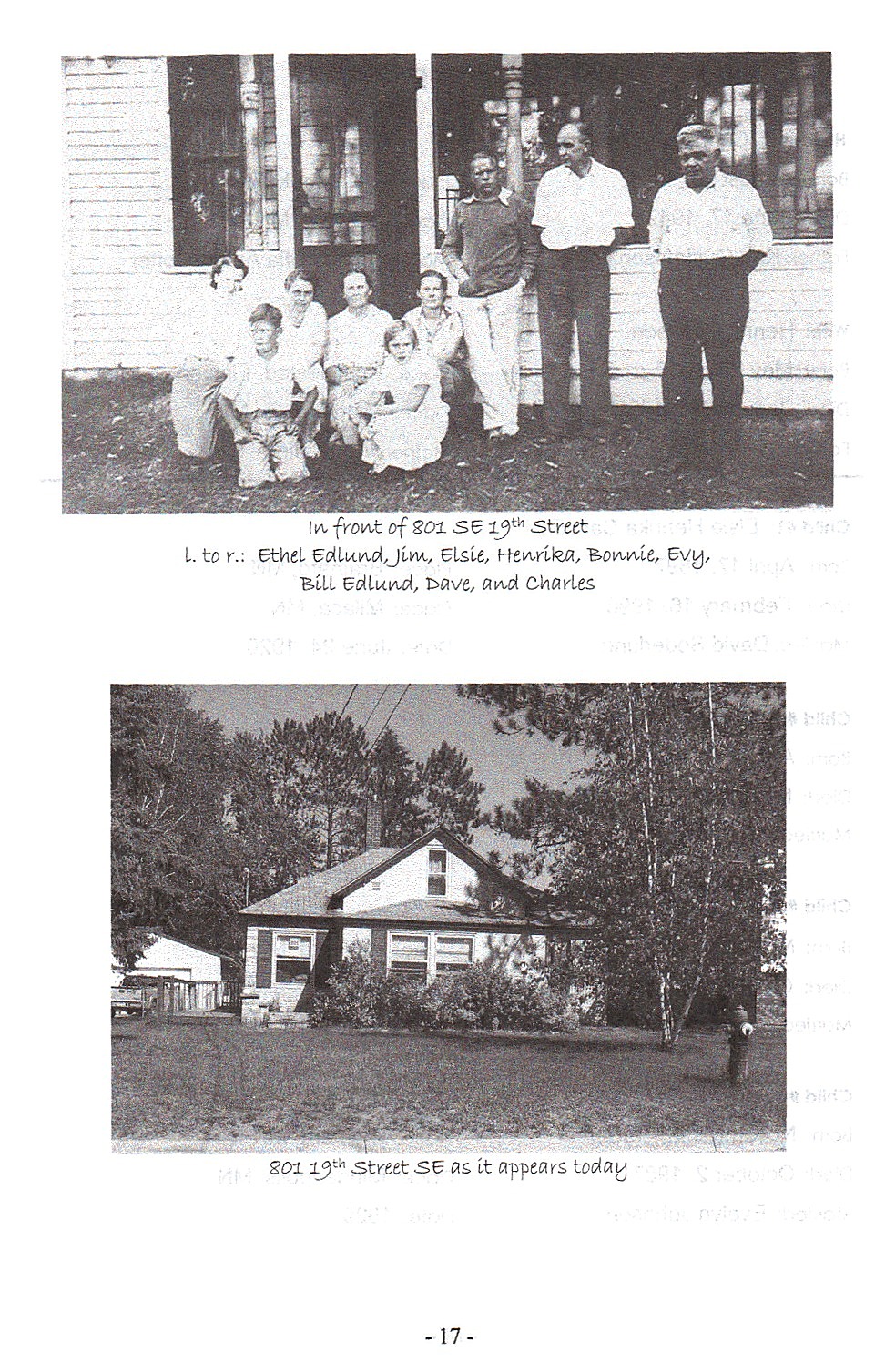 Sid 17, bild på släkten och huset i Brainerd