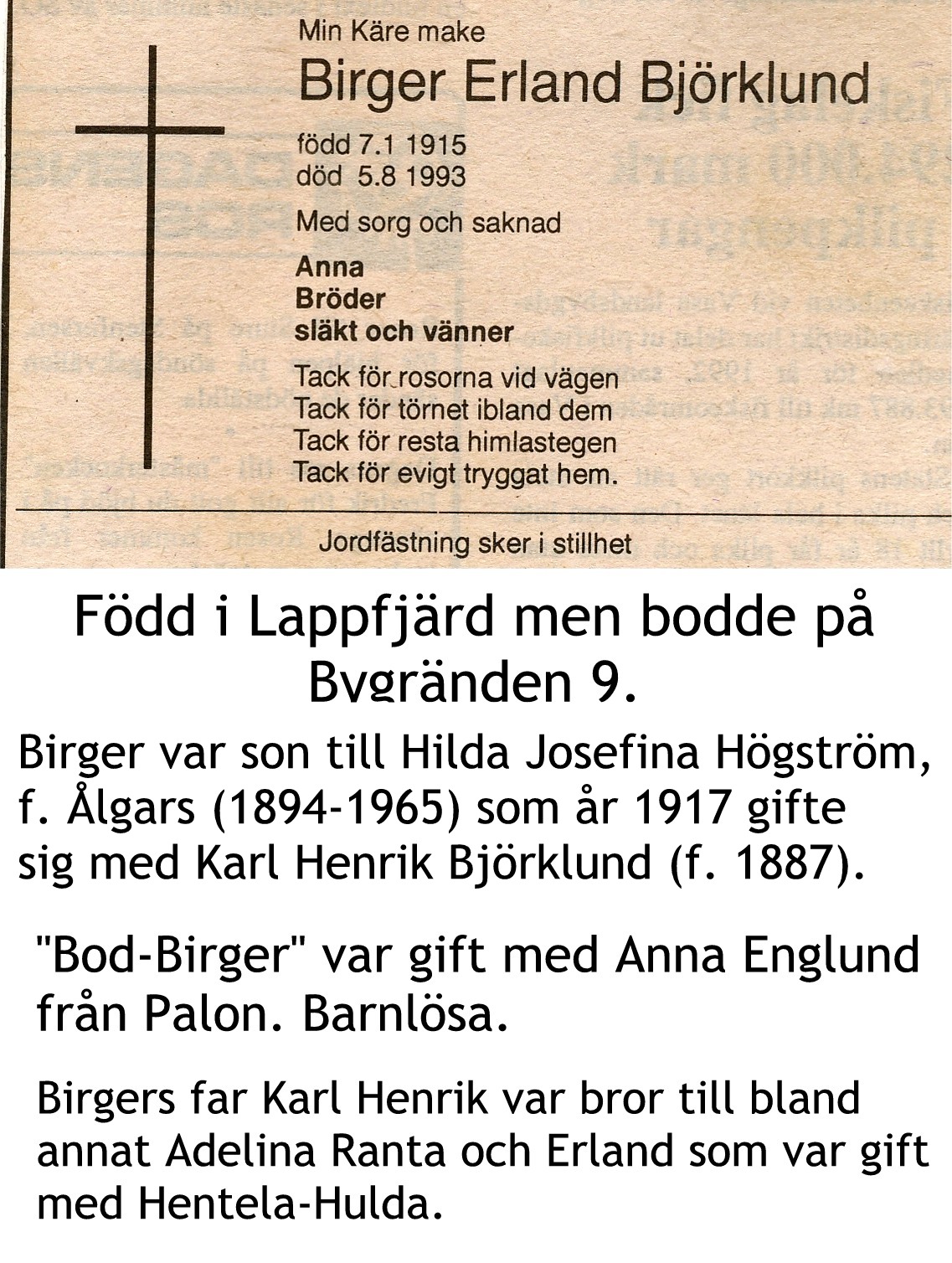 Björklund Birger Erland
