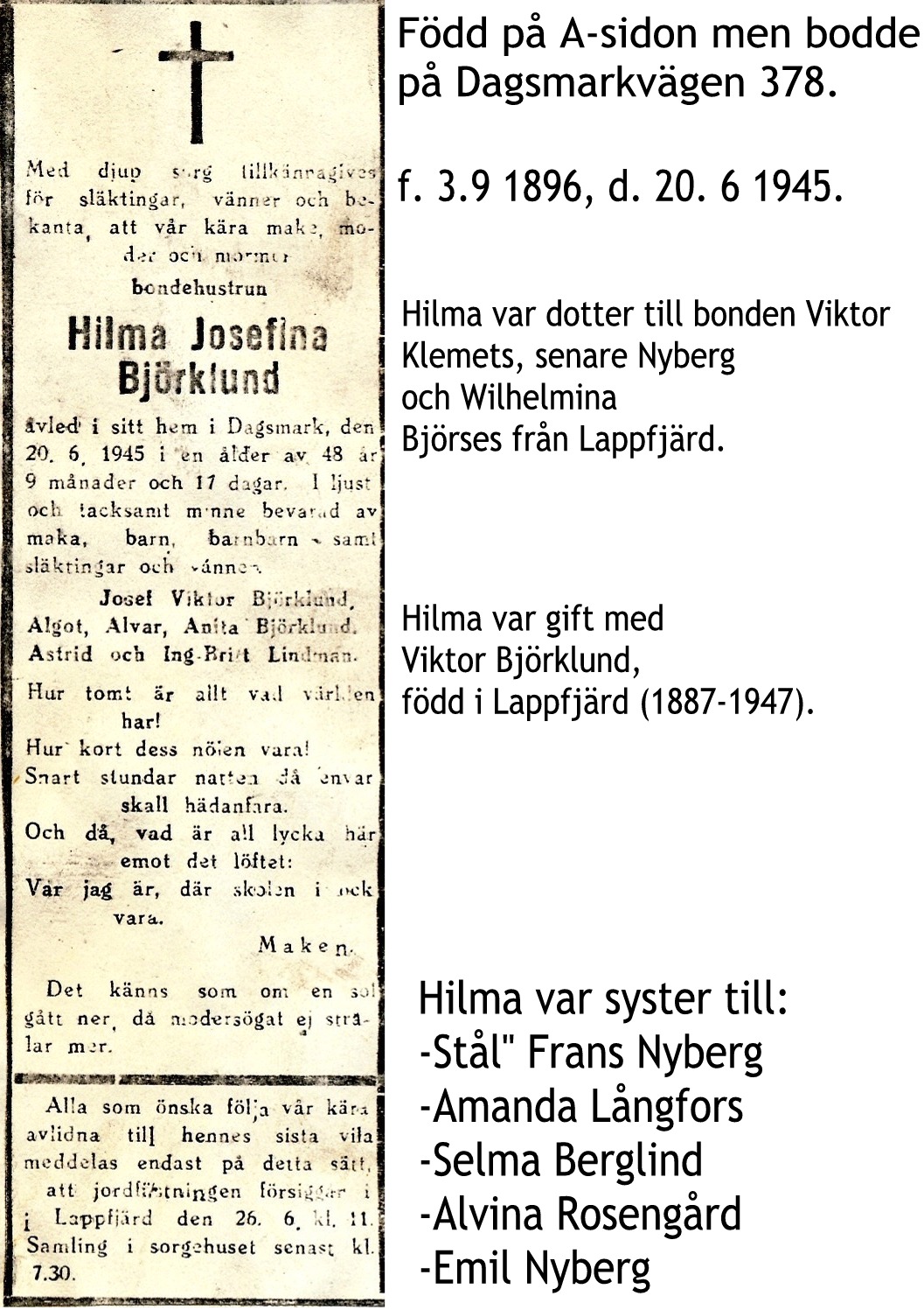 Björklund Hilma Josefina