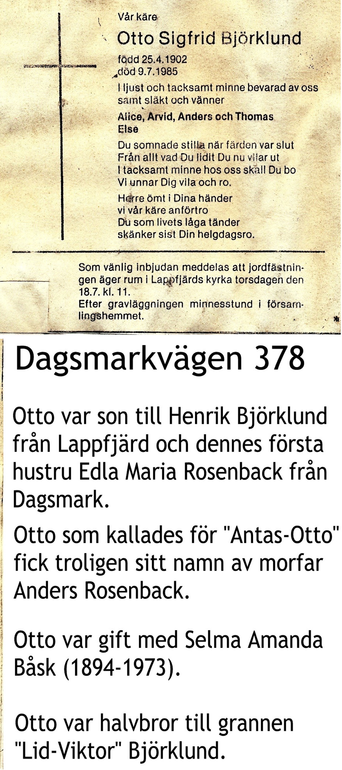 Björklund OTTO Sigfrid