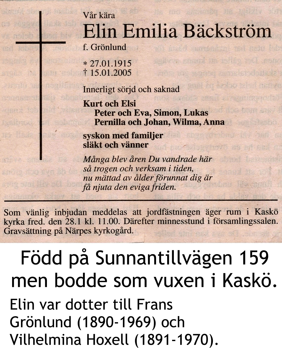 Bäckström Elin, f. Grönlund