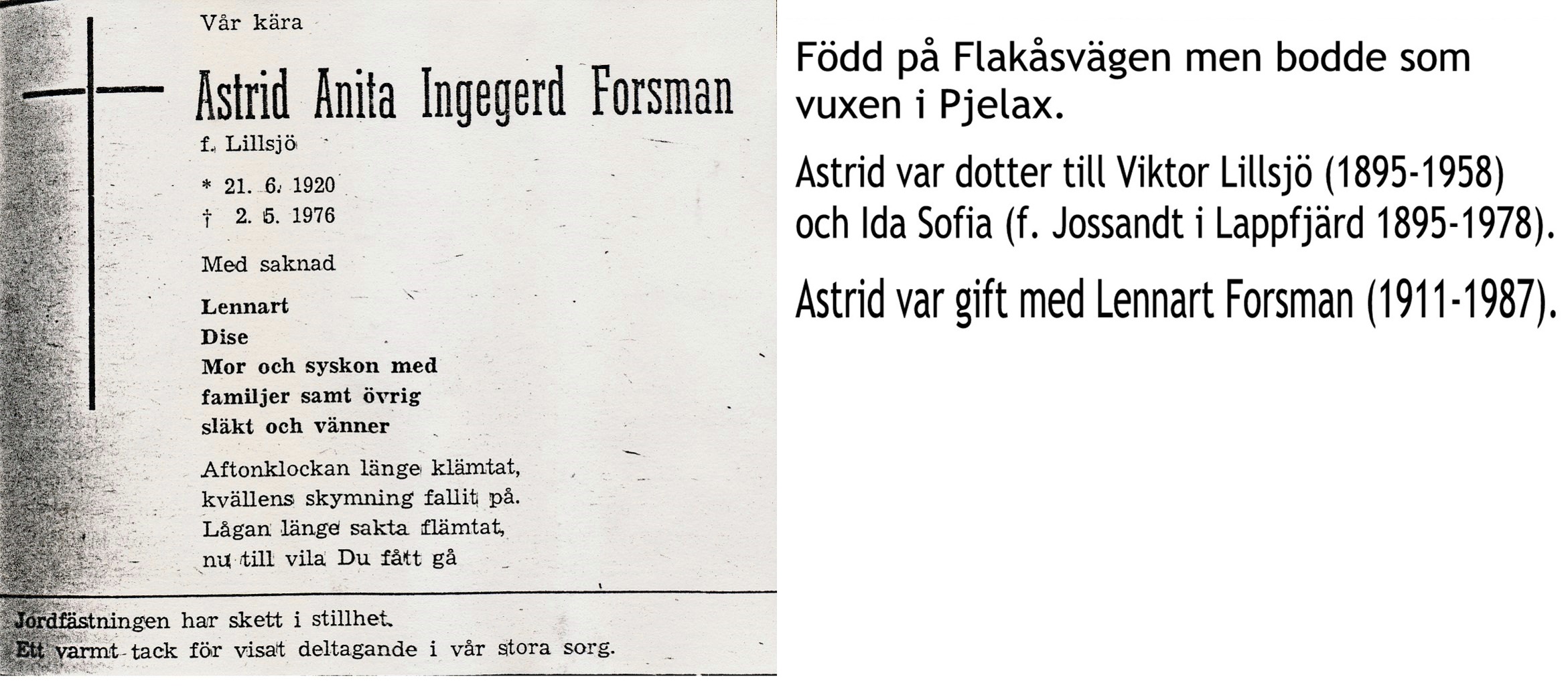 Forsman Inga, f. Lillsjö