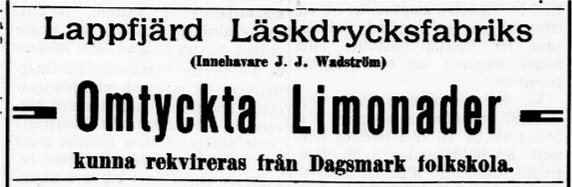 11 juni 1910 annonserade Wadström så här i Syd-Österbotten.