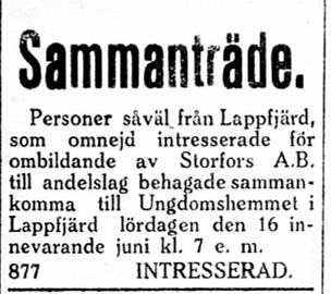 I juni 1923 gjordes det försök att ombilda aktiebolaget till andelslag, säkerligen med avsikt att rädda bolaget. Initiativet ledde inte till några åtgärder.