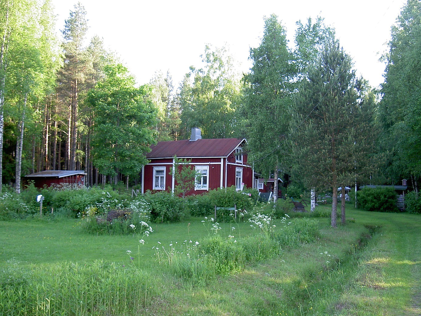 Granholms gård i Nystad sommaren 2003. Den revs efter några år och ersattes då med en ny stockstuga.