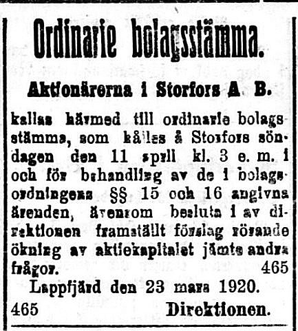 19200327 Årsstämma på Storfors