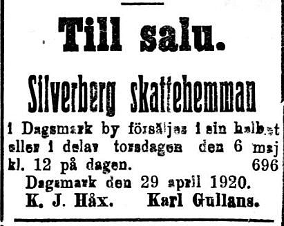 Silverbergs hemman låg i tiderna på Mellanå, öster om Friivelas hemman.