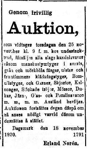 Erland Norén som bedrev handel på Sebbasbackan, övertog affären av Dagsmark Andelshandel och höll på endast några före han gjorde konkurs och emigrerade till Canada.