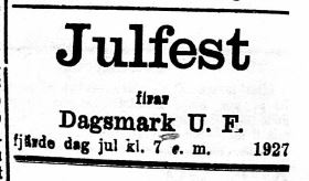 18 december i Sydin, fjärde dag jul var DUF:s traditionella julfestdag.