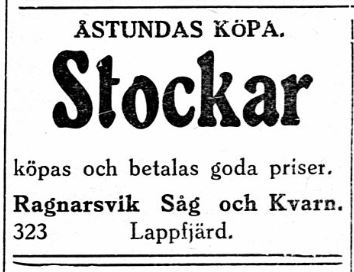 Erik Anders Broberg var sågägare i Ragnarsvik och i februari 1929 ville han köpa upp stockar.