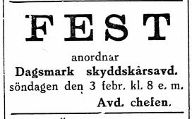 19290202 Skyddskåren ordnar fest