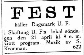17.4.1929 DUF ordar fest i Skaftung.