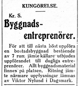 29.6.1929 vill Viktor Nylund bygga upp en bostadsbyggnad.
