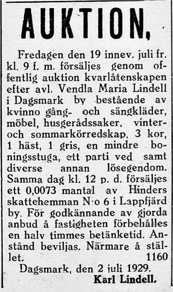 Karl Lindell säljer Vendla Marias kvarlåtenskap på auktion.