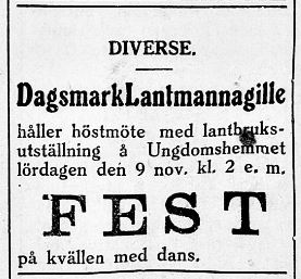 6.11.1929 Lantmannagillet håller höstmöte.