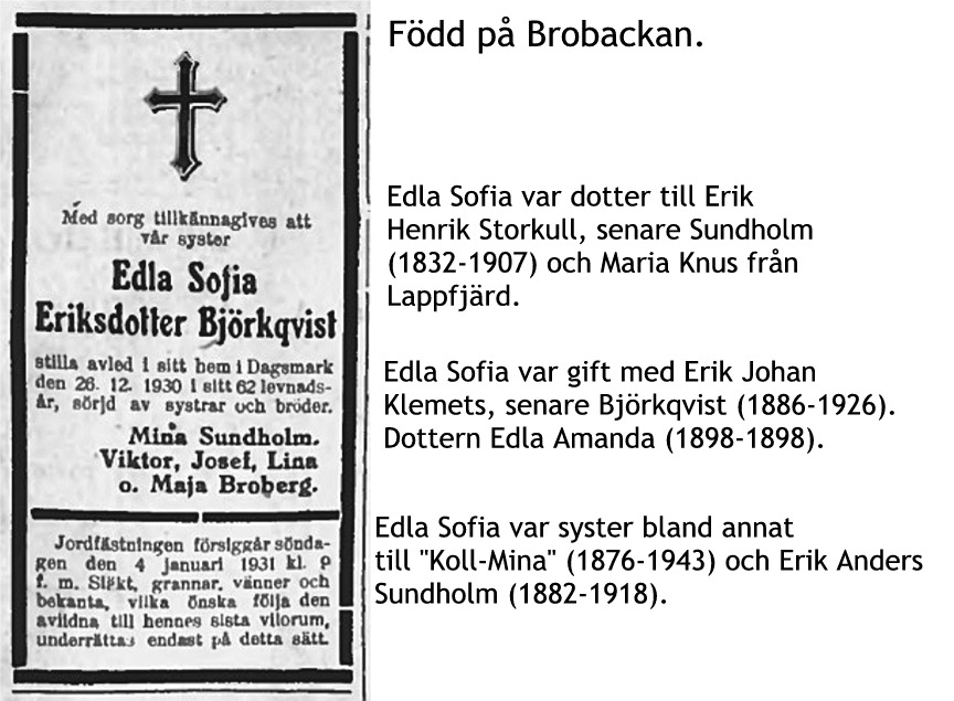 Björkqvist Edla Sofia Eriksdotter