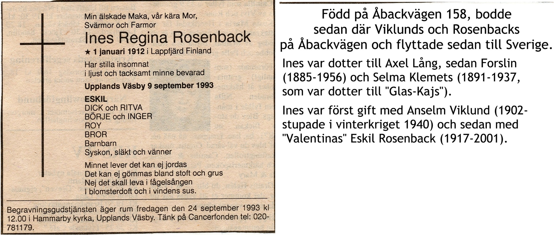 Rosenback Ines, f. Forslin, Viklund